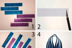 „Pasidaryk pats“ popierinės snaigės su kirpimo šablonais Paprastos „pasidaryk pats“ snaigės iš spalvoto popieriaus