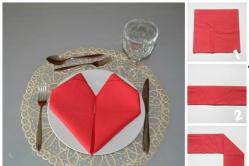 सर्विंग नैपकिन को दिल के आकार में कैसे मोड़ें नैपकिन को दिल के आकार में कैसे मोड़ें
