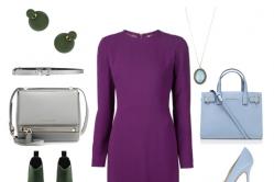 Какво да носите с лилава рокля